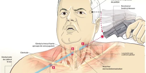 Traseul glonţului tras de Năstase/ Infografie: Florina Marina, Desen: Vali Ivan