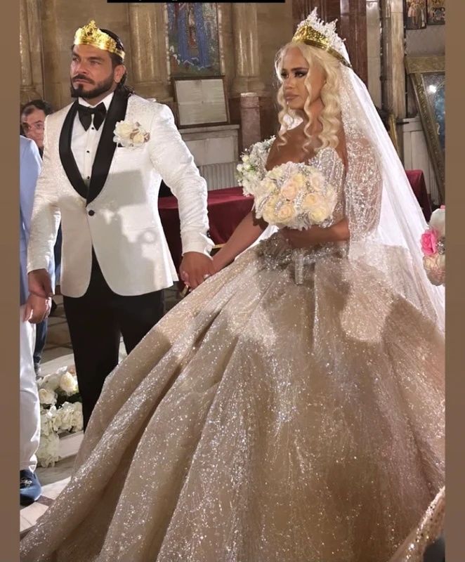 Anda Adam, rochie de 25 de kilograme la cununia religioasă foto Instagram 
