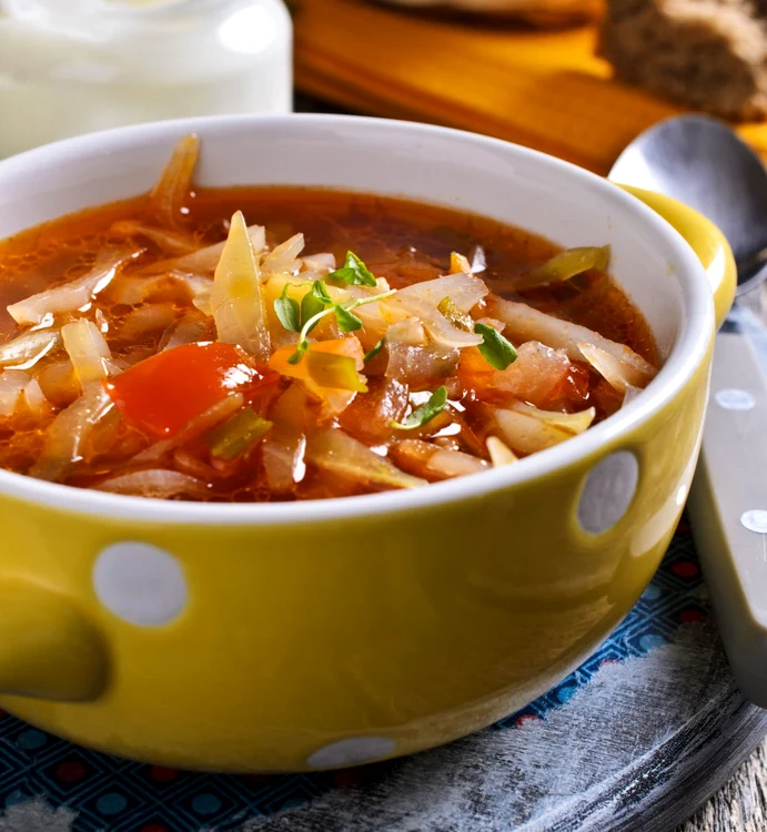47441719   soup with vegetables and sour cream on the plate  selective focus  jpeg
