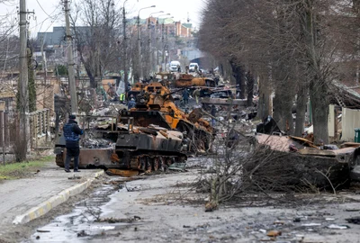 Tancuri rusesti distruse in Ucraina FOTO Profimedia jpg