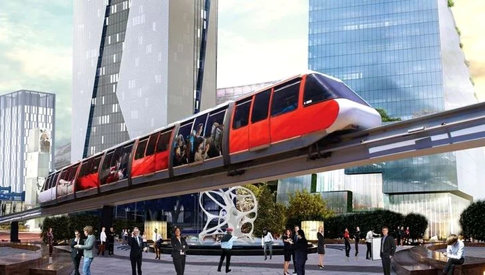 Cele două terminale ale Gării de Nord ar trebui conectate cu ajutorul unei linii feroviare suspendate de tip monorail (Foto: proiect regenerare Gara de Nord )