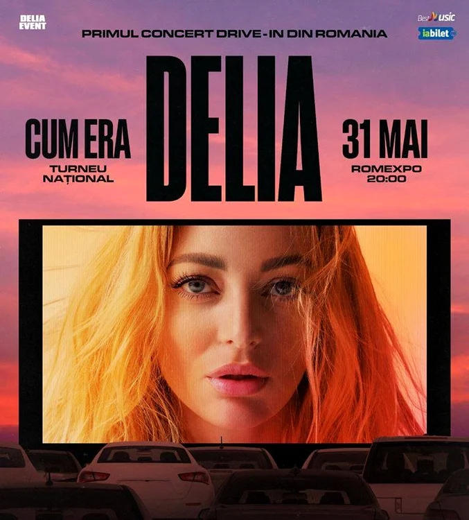 Afișul care anunță concertul Deliei