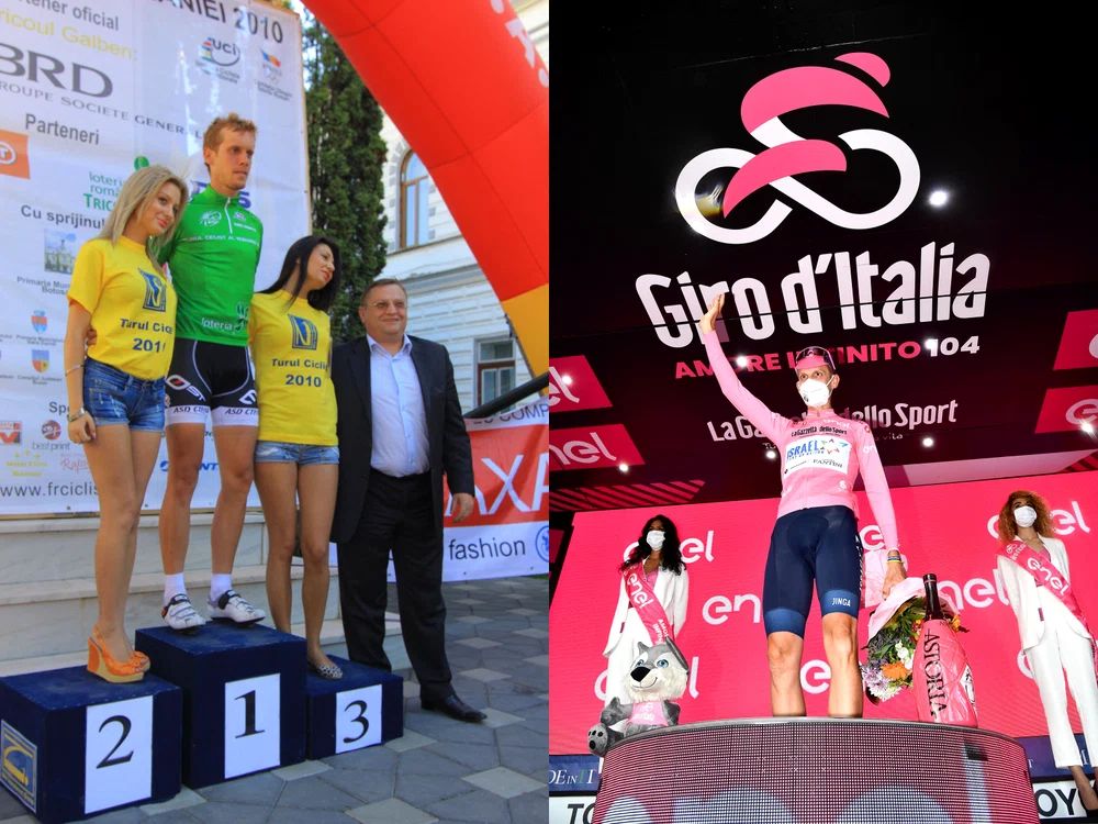Alessandro De Machi a îmbrăcat tricoul verde la Vatra Dornei, în 2010, iar acum îl poartă pe cel roz, de lider, în Turul ItalieiFoto: EPA-EFE