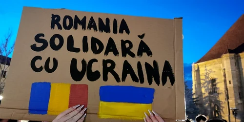 cluj protest pro ucraina rusia. foto lia valendeorfean