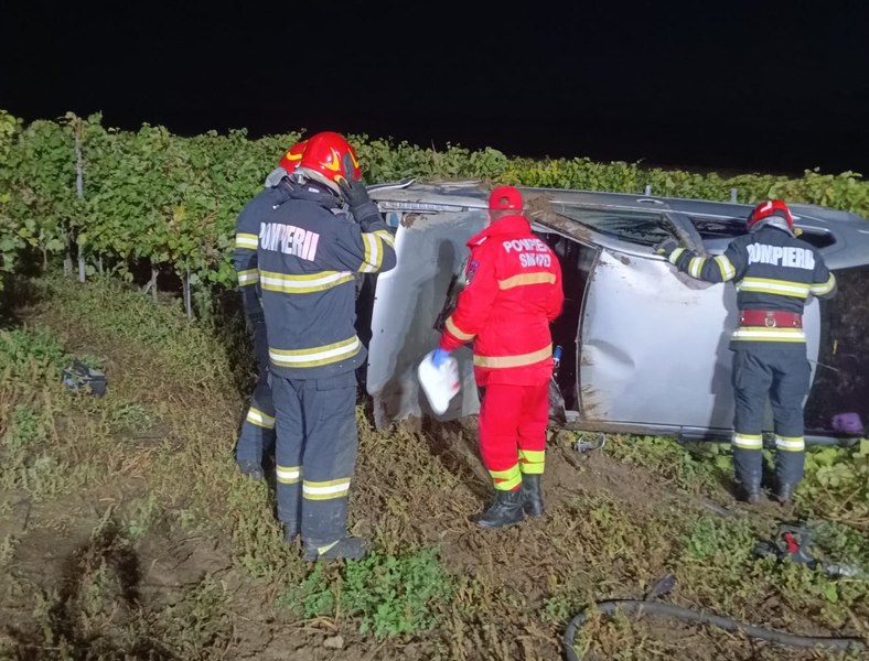 Un șofer vitezoman a ajuns cu mașina într-o plantație de vie. Patru persoane au fost rănite
