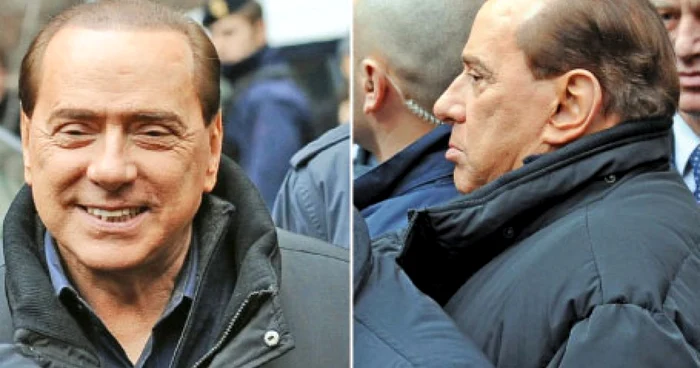 Silvio Berlusconi îmbrăcat în geaca primită în dar de la premierul rus Vladimir Putin