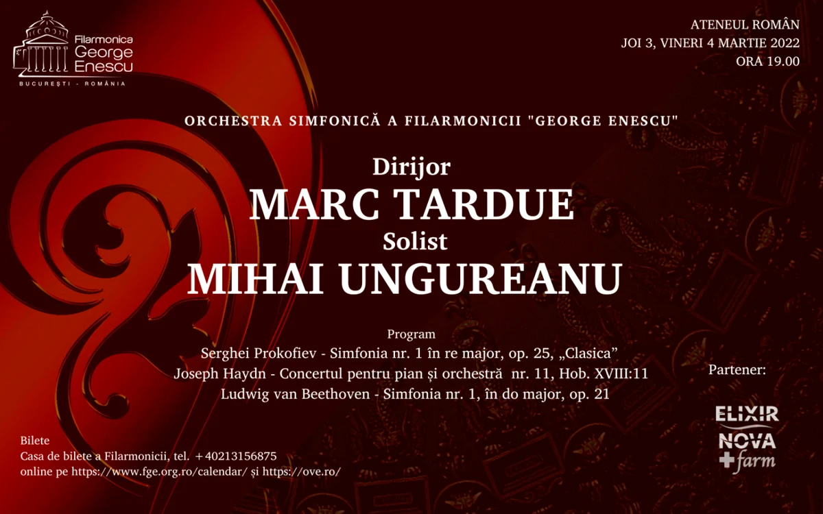 Program cu lucrări de Prokofiev,  Haydn şi Beethoven la Filarmonica "George Enescu"