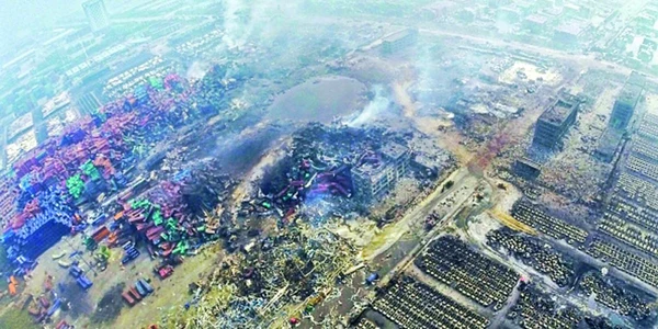 Craterul din urma exploziei de la Tianjin este vizibil şi din spaţiu FOTO Guliver/GettuImages