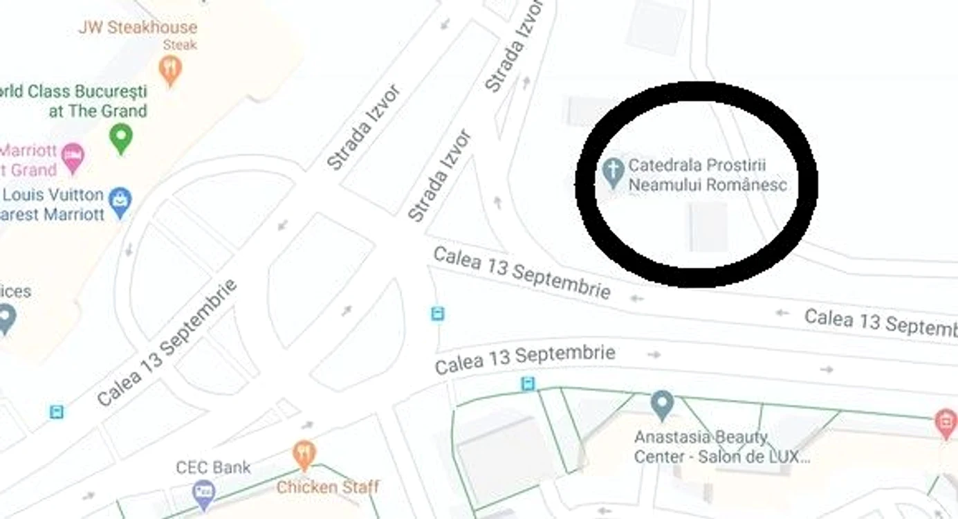 Un internaut pus pe glume a trecut pe hartă Catedrala Prostirii Neamului
