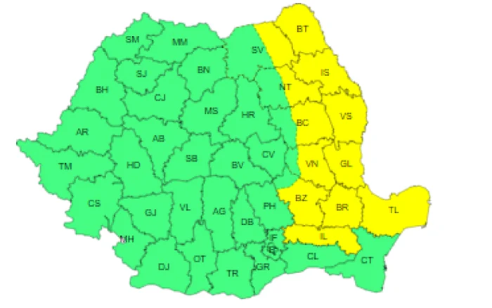 Codul galben este valabil până la ora 18:00