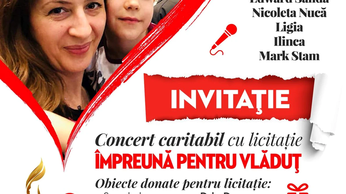 Concert caritabil “Împreună pentru Vlăduţ”, marți, 29 ianuarie, la Face Club Bucharest Gazda evenimentului va fi Cătălin Măruţă jpeg