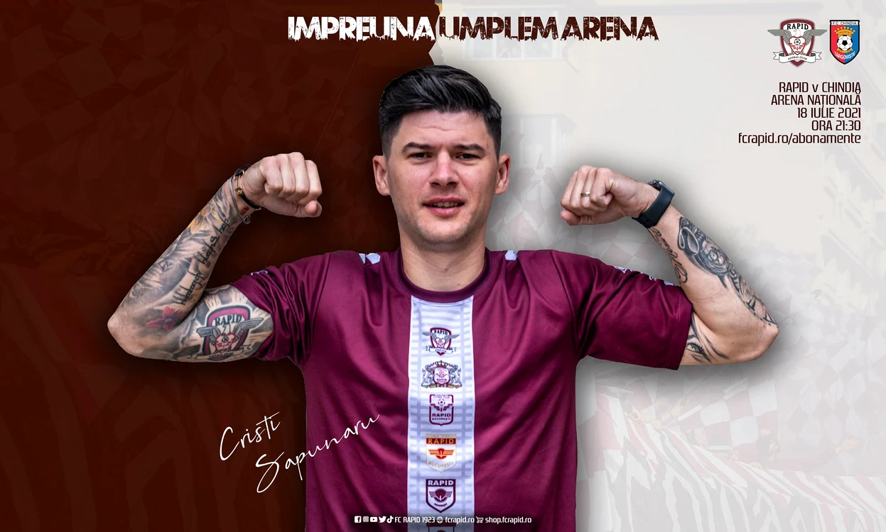 Cristi Săpunaru se bucură că suporterii Rapidului vor fi în tribuneFoto: Facebook / FC Rapid 1923