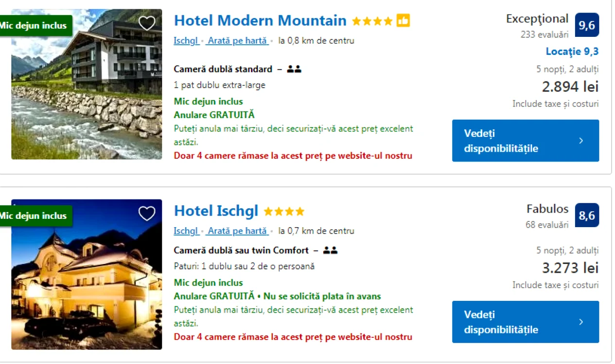 oferta booking cazare austria