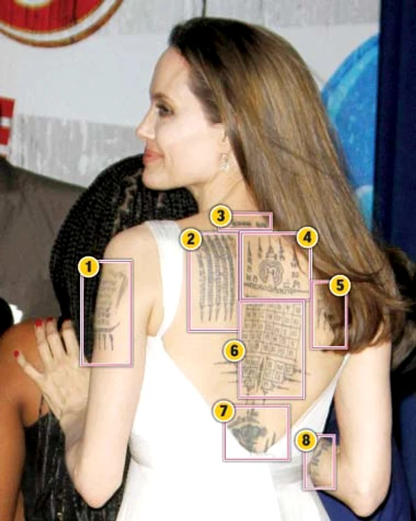 Actriţa şi-a desenat pe piele simboluri vechi în speranţa că îi vor aduce noroc