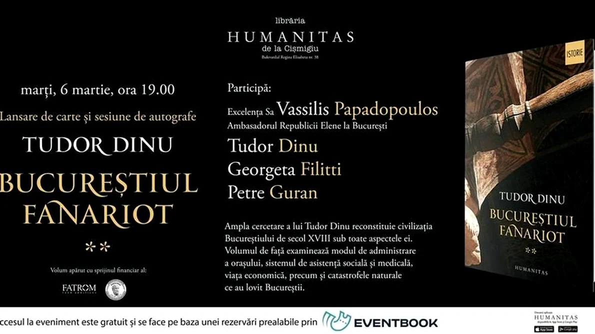 Lansare de carte: «Despre Bucureștiul fanariot  Administrație, meșteșuguri, negoț» jpeg
