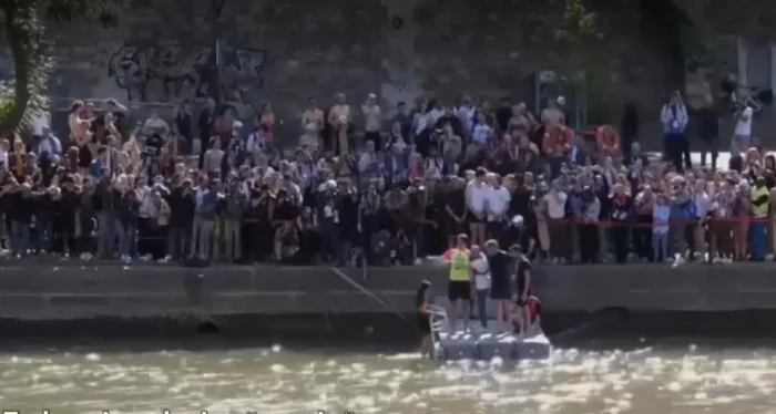 Antrenamentele în Sena pentru proba de înot au fost suspendate. Foto: captură video