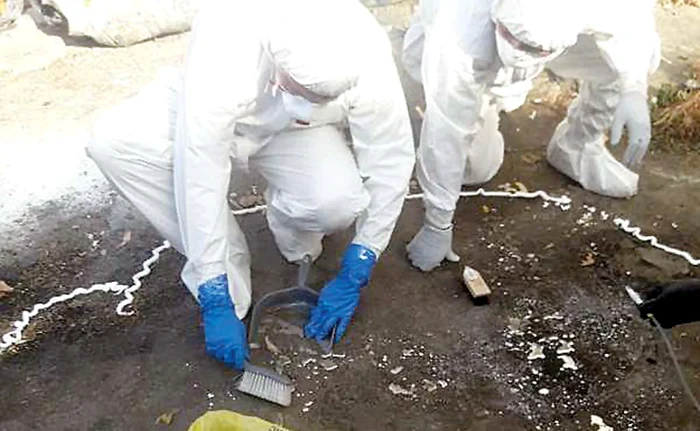 Costumați corespunzător, polițiștii au ridicat substanța periculoasă