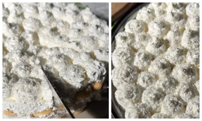 Desert cu pișcoturi și cocos, fără coacere / FOTO: Colaj captură video TikTok