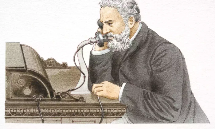 alexander graham bell speaking 1876 bell telephone  side view  71394211 5c5c59b1c9e77c00010a4777 webp
