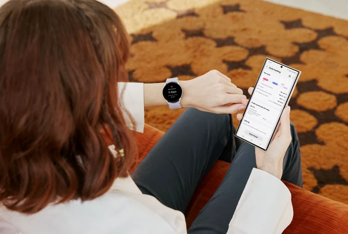 Aplicație Samsung cu funcția Cycle tracking.