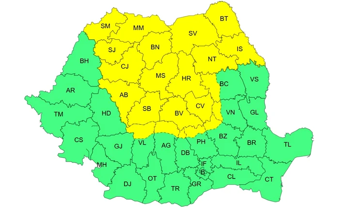 Hartă ANM Foto: ANM