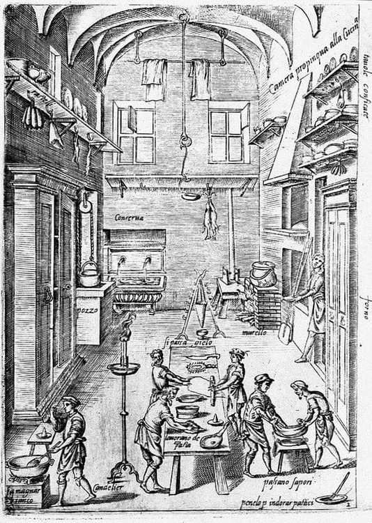 Ilustratii din cartea lui Bartolomeo Scappi (1500-1577), bucătarul Papei Pius al V-lea, tipărită la Veneția în anul 1570
