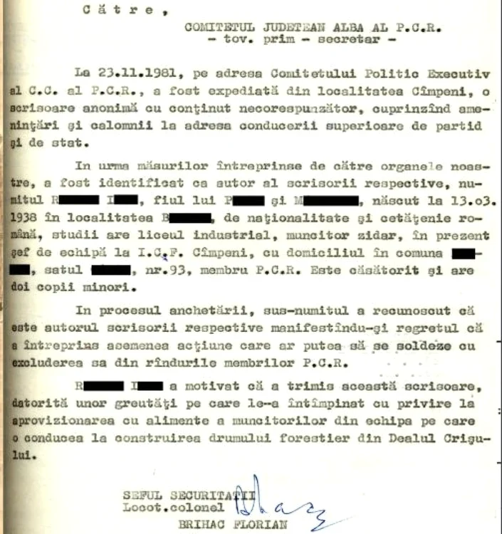 securitate scrisori comunism