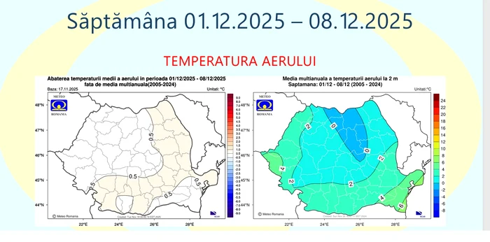 Estimările pentru prima săptămână din decembrie. FOTO ANM