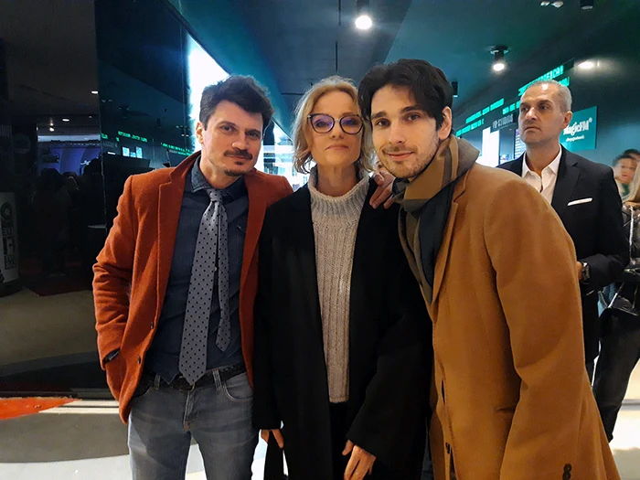 Emilian Oprea, Lia Bugnar și Anghel Damian la premiera filmului „Miami Bici”, pe 22 februarie 2020
