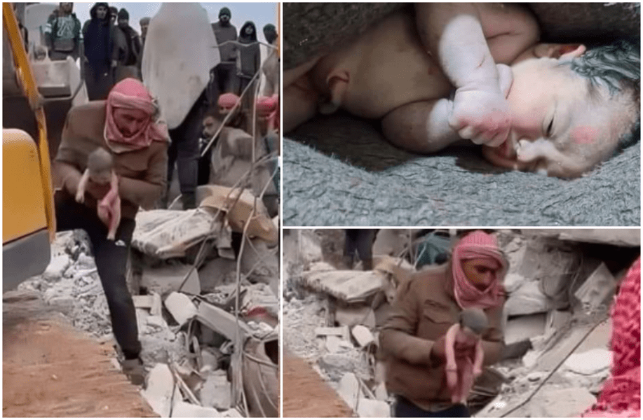 Bebeluș născut sub ruinele din Siria: „Mama l-a protejat cu propriul trup, până în ultima clipă” VIDEO