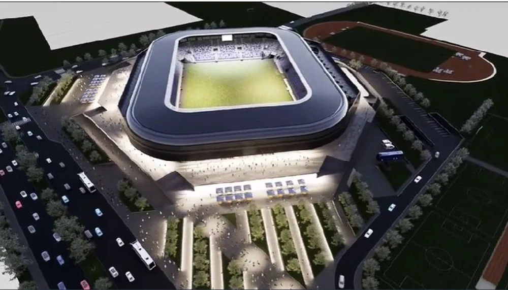 Imagini cu stadiul lucrărilor viitoarei arene „Nicolae Dobrin” din Pitești: „Suntem pe drumul cel bun?”. Cum va arăta la inaugurare