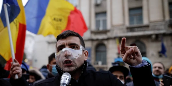 George Simion - Protest AUR - Ministerul Sănătăţii - incendiu Matei Balş - Alianţa pentru Unirea Românilor / 30 ian 2021 / FOTO Inquam Photos / George Călin