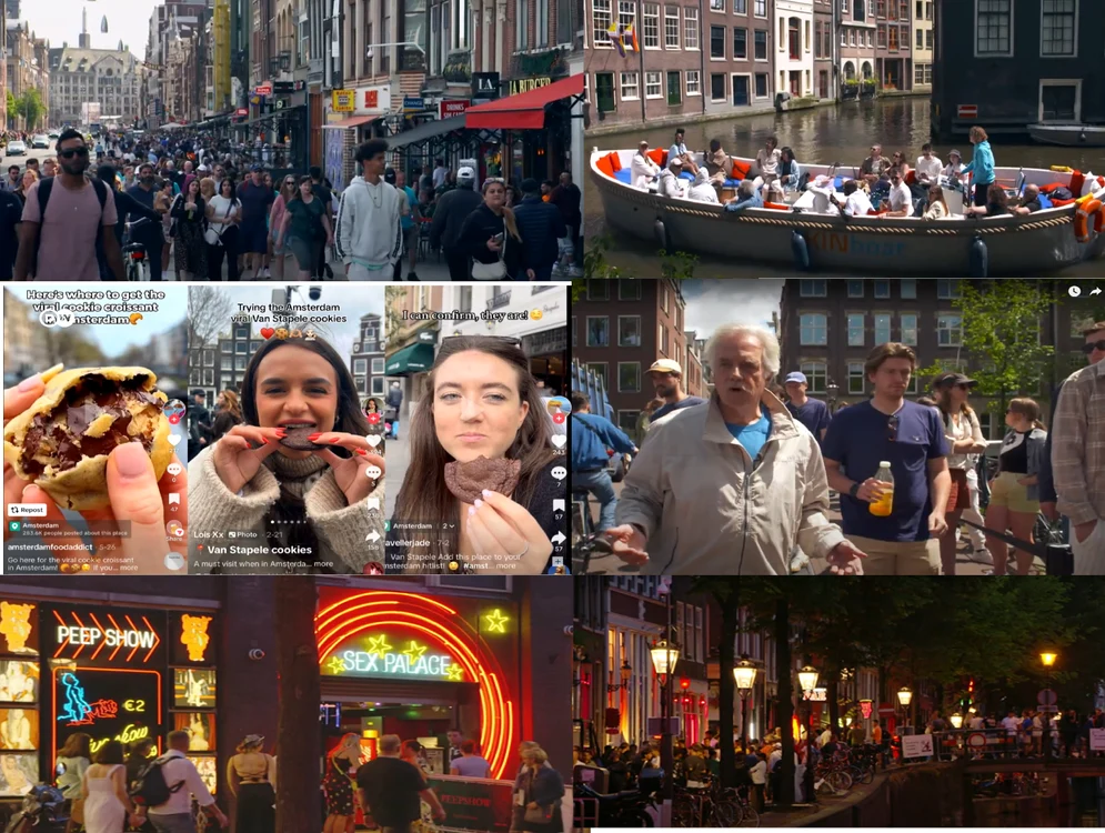 Colaj de imagini cu Amsterdam sufocat de turiști YouTube DW
