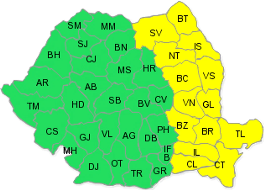 Vor fi afectate județele din estul țării