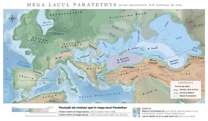 Harta lacului Paratethys sursa: INCD GeoEcoMar