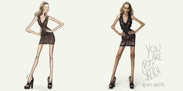 Campanie „Nu eşti o schiţă. Spune nu anorexiei“ FOTO Boredpanda 