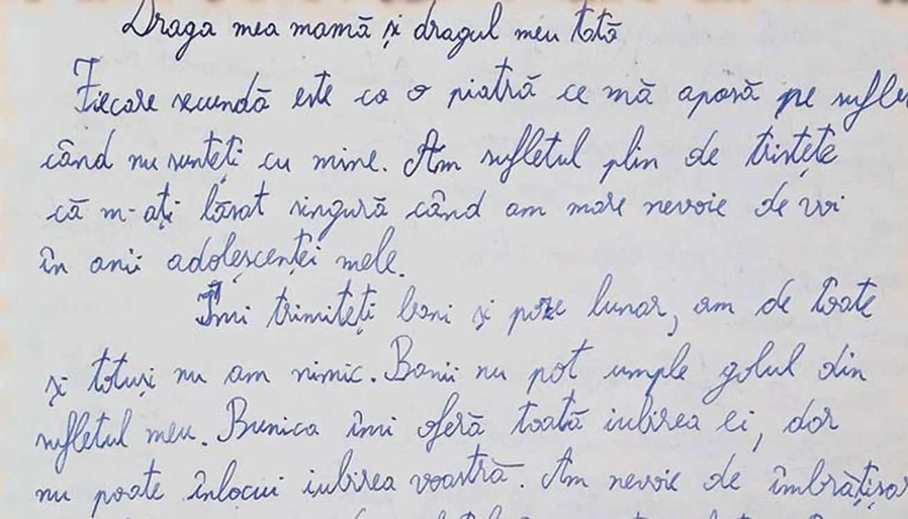 Fragment sfâşietor din scrisoarea unei fetiţe