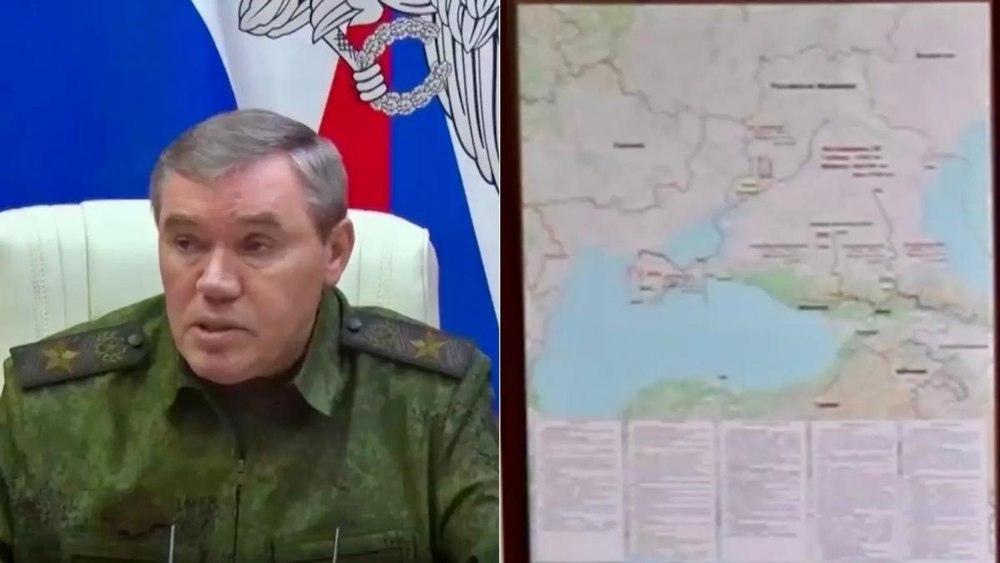 Vizează Rusia graniţa cu România la Gurile Dunării? O hartă apărută în spatele lui Valeri Gherasimov trădează ambițiile Moscovei