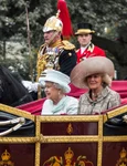 Regina Elisabeta a II-a, în trăsură, alături de Charles și Camilla, în anul 2012 (© Ben / Flickr)