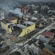 Vedere aeriană asupra clădirilor distruse din Bahmut FOTO Profimedia 