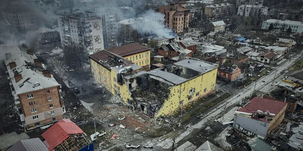 Vedere aeriană asupra clădirilor distruse din Bahmut FOTO Profimedia 