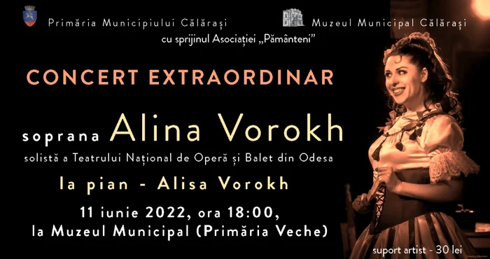 Concert extraordinar al sopranei Aleina Vorokh la Călăraşi FOTO Facebook/Muzeul Municipal Călăraşi