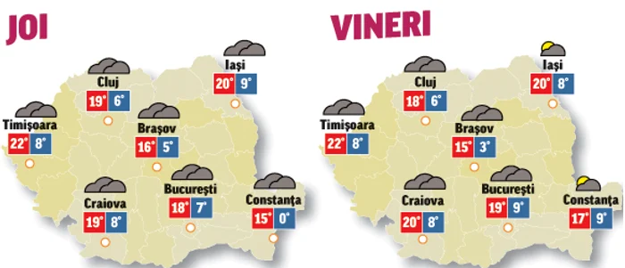 În următoarele două zile vremea se va ameliora sub aspectul precipitațiilor, dar temperaturile se vor menține scăzure