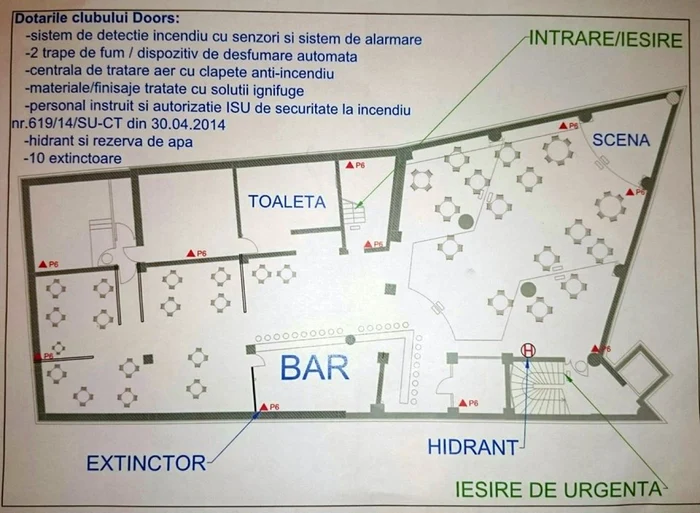 Clubul Doors din Constanţa - plan de incendiu Sursă foto Doors