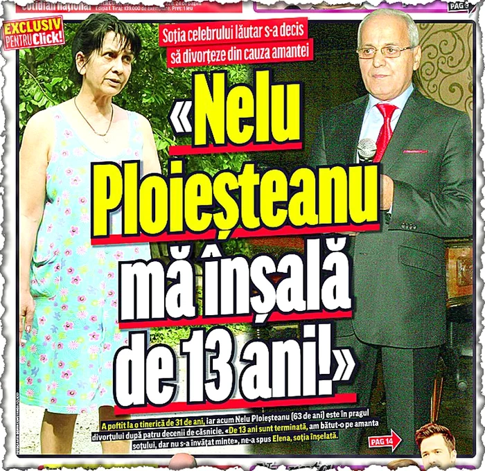Elena Ploieşteanu a vorbit  pentru prima dată  despre infidelităţile artistului pentru Click!