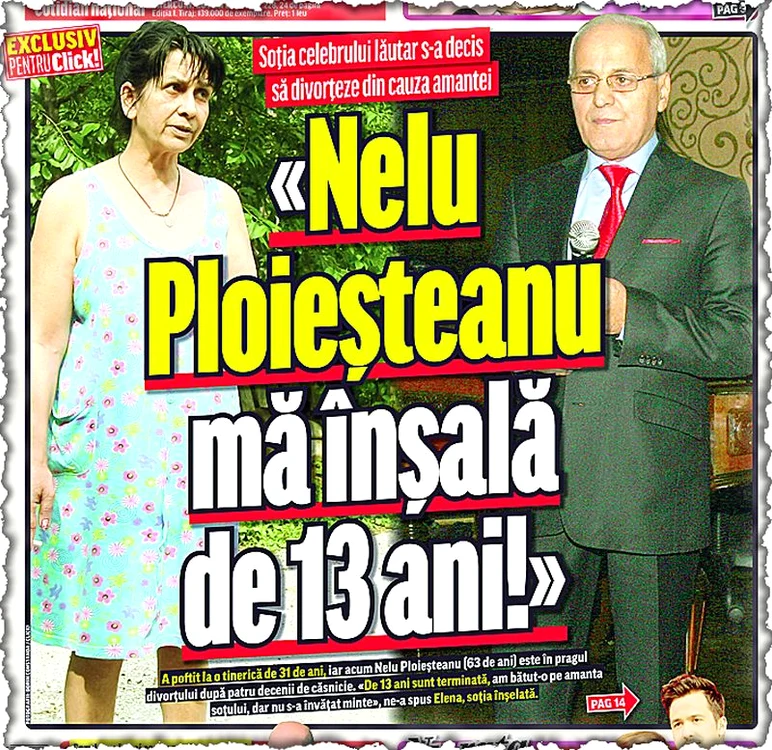 Elena Ploieşteanu a vorbit pentru prima dată despre infidelităţile artistului pentru Click!