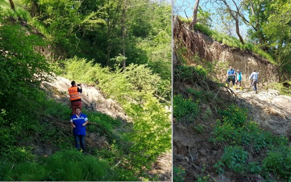 Alunecare de teren pe malul râului Mureş, sub DN 7. Foto: Aura Lasconi. Facebook