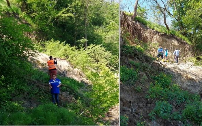 Alunecare de teren pe malul râului Mureş, sub DN 7. Foto: Aura Lasconi. Facebook