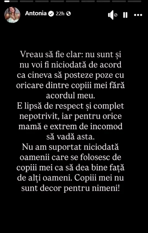 Mesajul transmis de Antonia pe Instagram