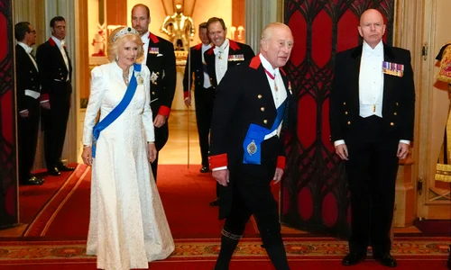 Regele Charles și Regina Camilla în timpul recepției Corpului Diplomatic la Castelul Windsor, Berkshire, 18 noiembrie 2025, profimedia 1053181504 jpg